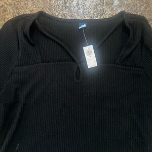 Black Ribbed Knit Top